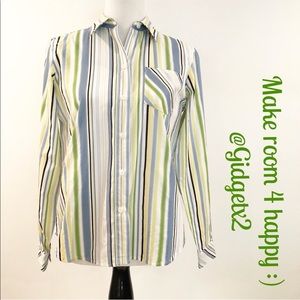 Liz Claiborne green/blue button up shirt Size S